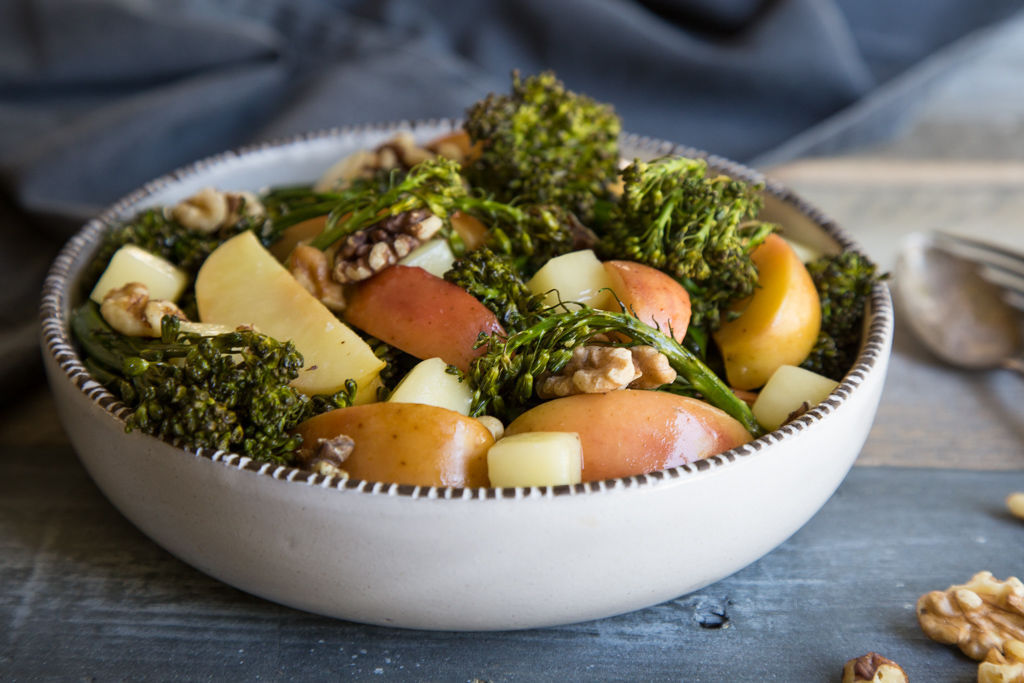 Warm Roasted Apple, Broccolini and White Cheddar Salad
